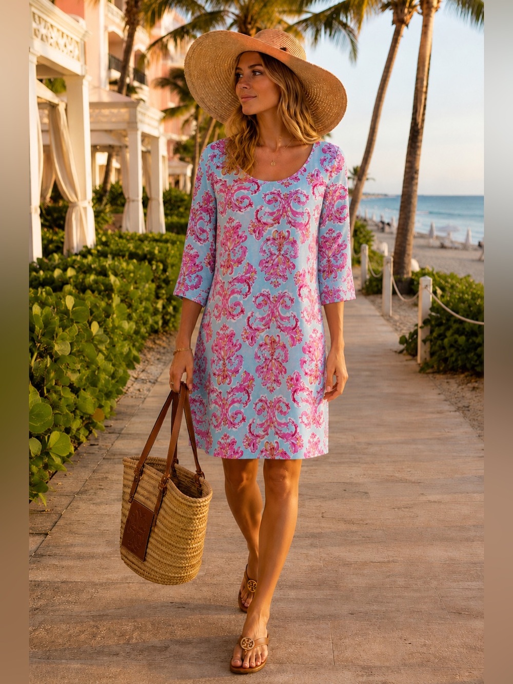 Caribbean Joe NWT Tropical Resort Chic Shift Dress XL Coastal Preppy Summer